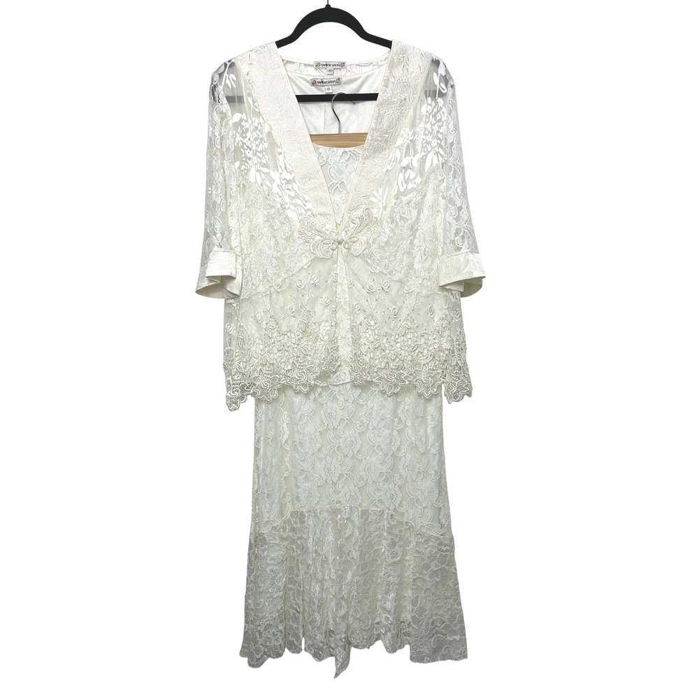 Spencer Alexis Womens 12 Lace 3‎ piece Dress Set fairy bridal boho angel romance